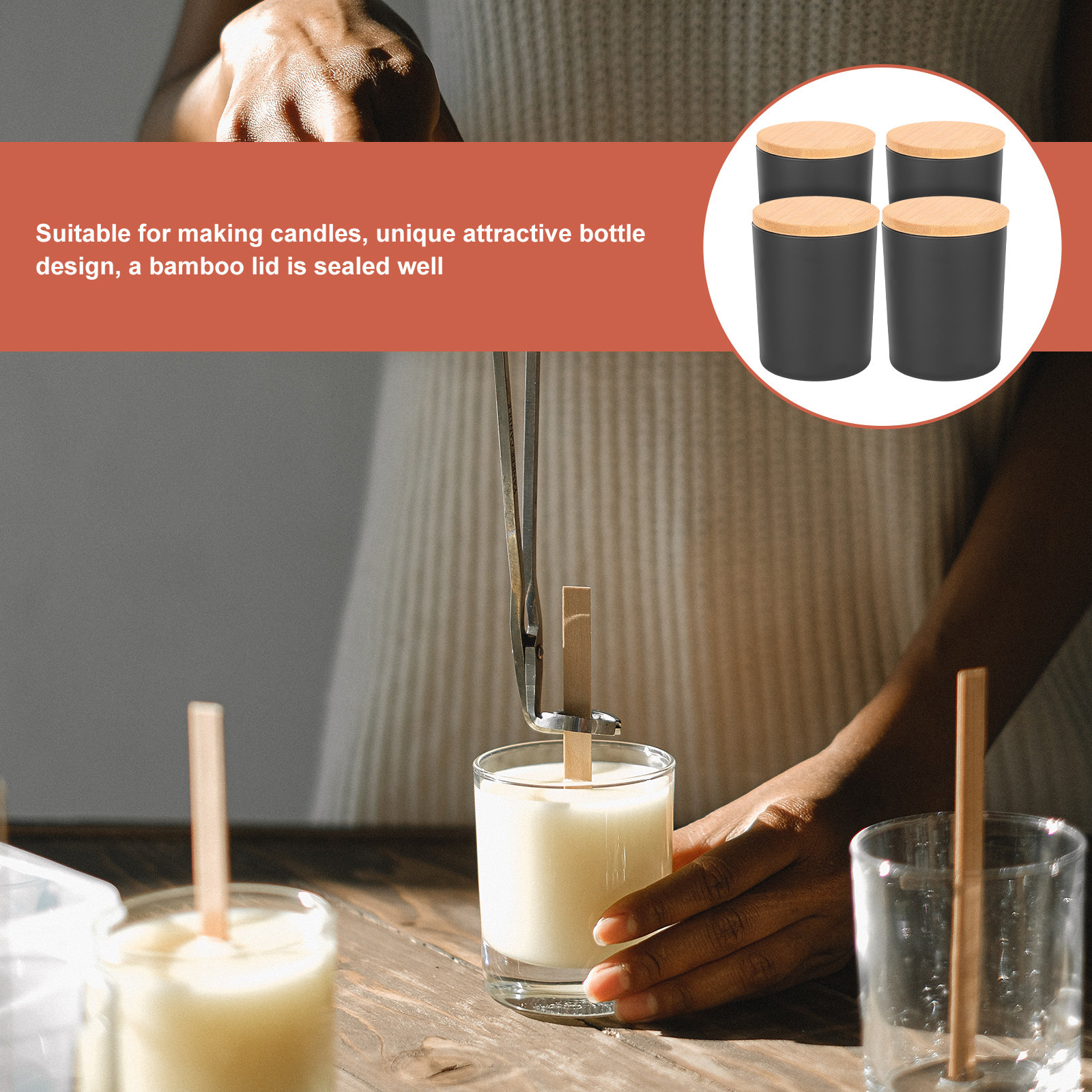 4 Piece Glass Candle Jars with - Candle Making Jars With Lids review and price